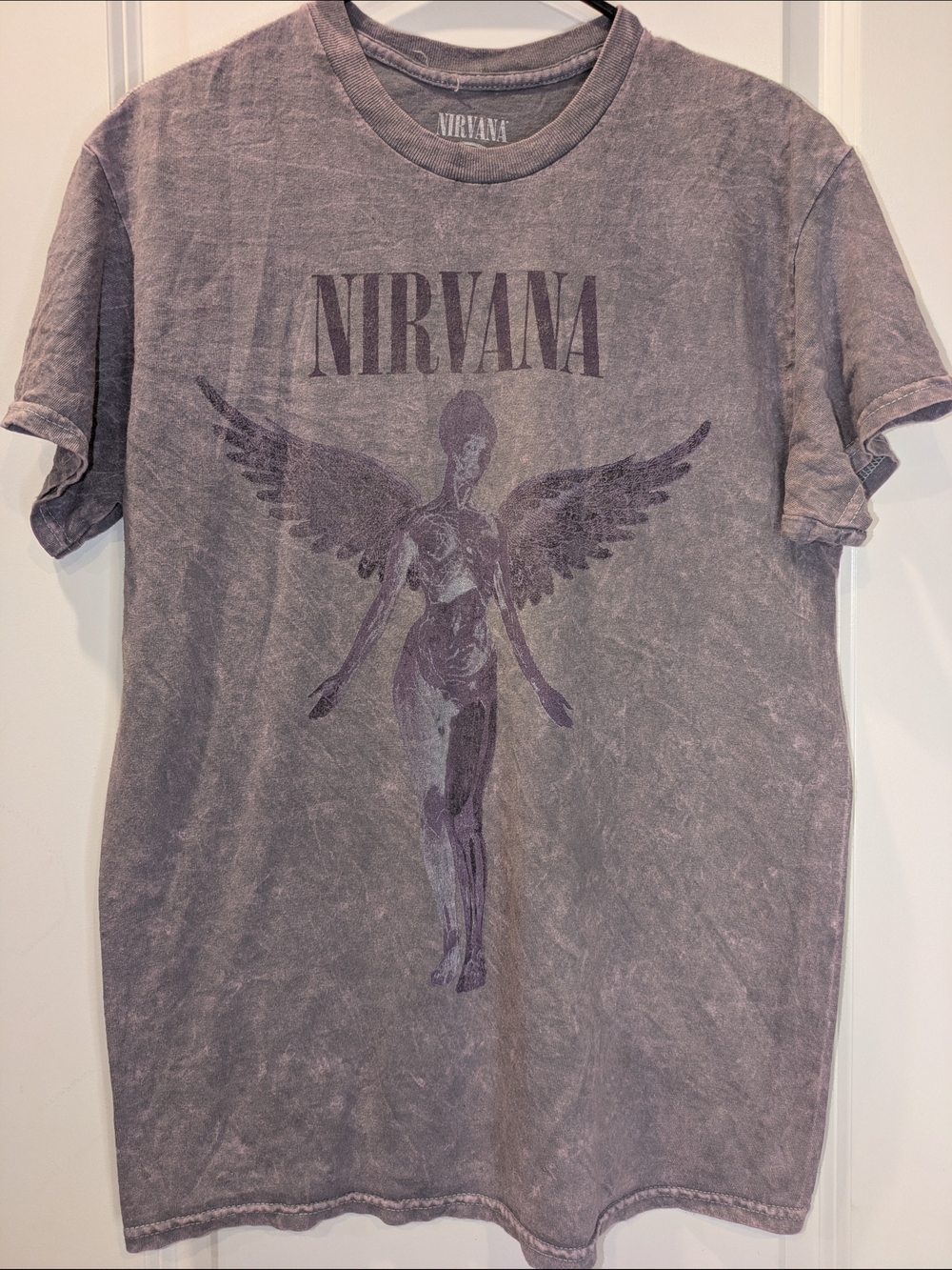 Nirvana In Utero Angel Graphic Band Tee Purple Washed Vintage Style Size M